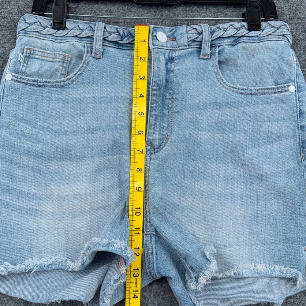 Judy Blue Braided Waistband Women Large Cotton Blend Light Wash Denim Shorts L - Picture 6 of 8